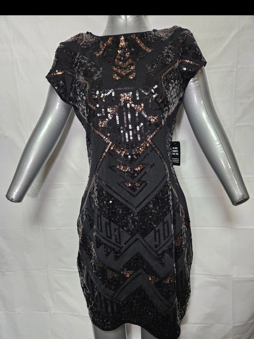 Express M Black Mini Dress with Rose Gold Sequin NWT
